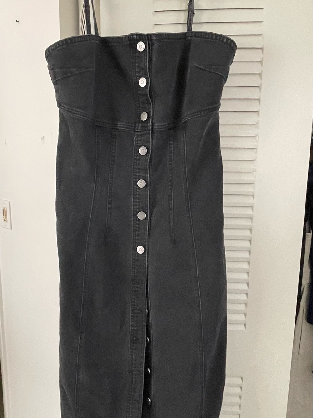Habitual Black Strapless Button-Front Midi Dress
